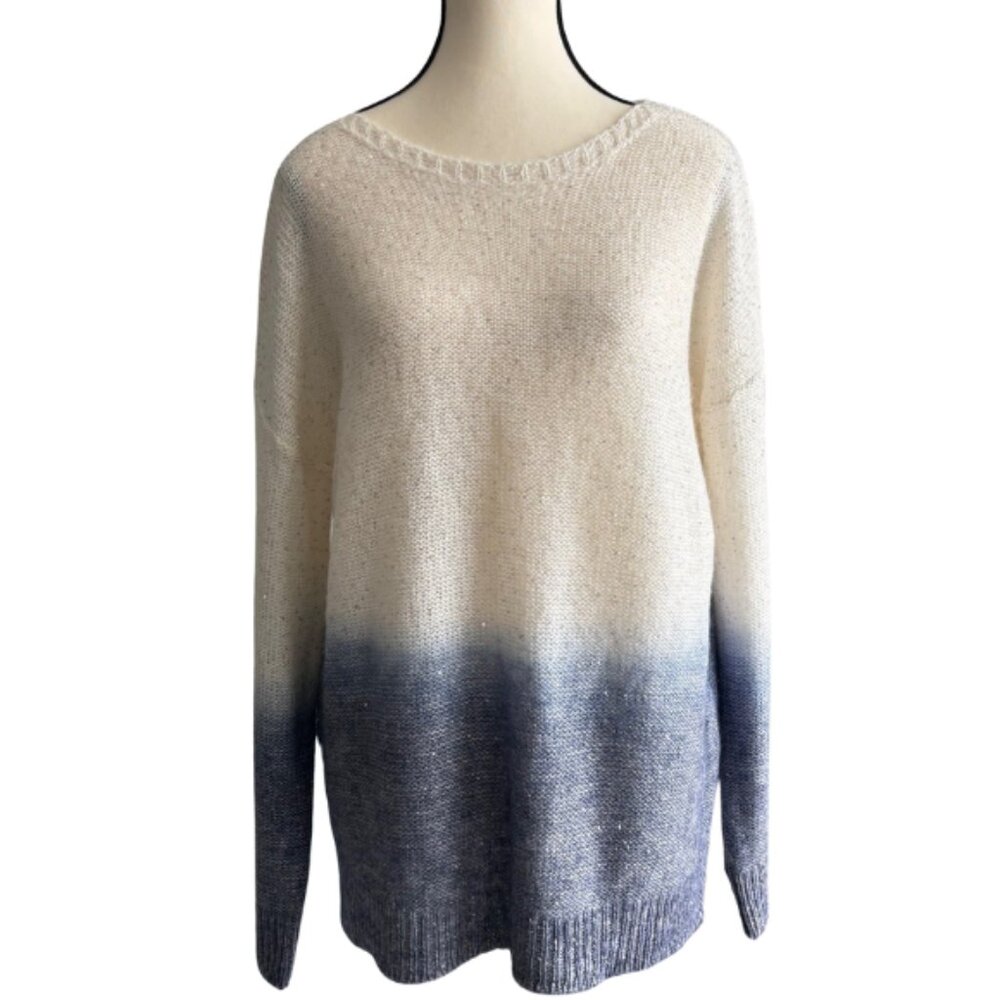 BELLINA WOOL AND ALPAKA BLEND EMBELLISHED OMBRE DESIGN SWEATER, SZ. M, NWT